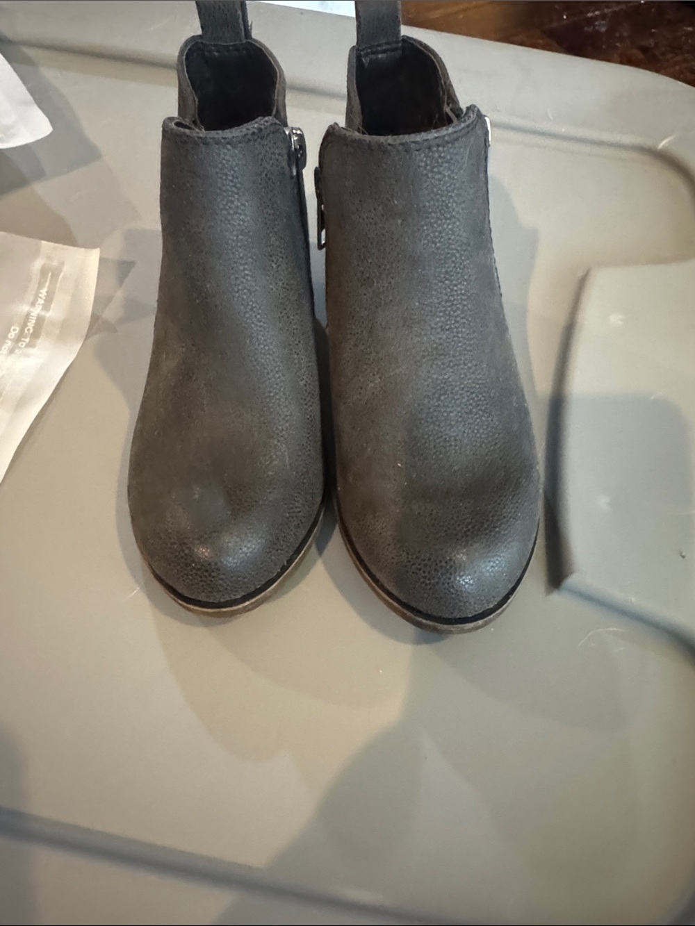 Kids Ankle Zip Boots in Charcoal Gray